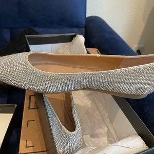 Champagne flats with rhinestones- size 6